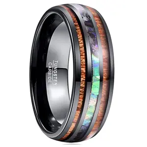 Locust Wood & Abalone Shell Tungsten Ring