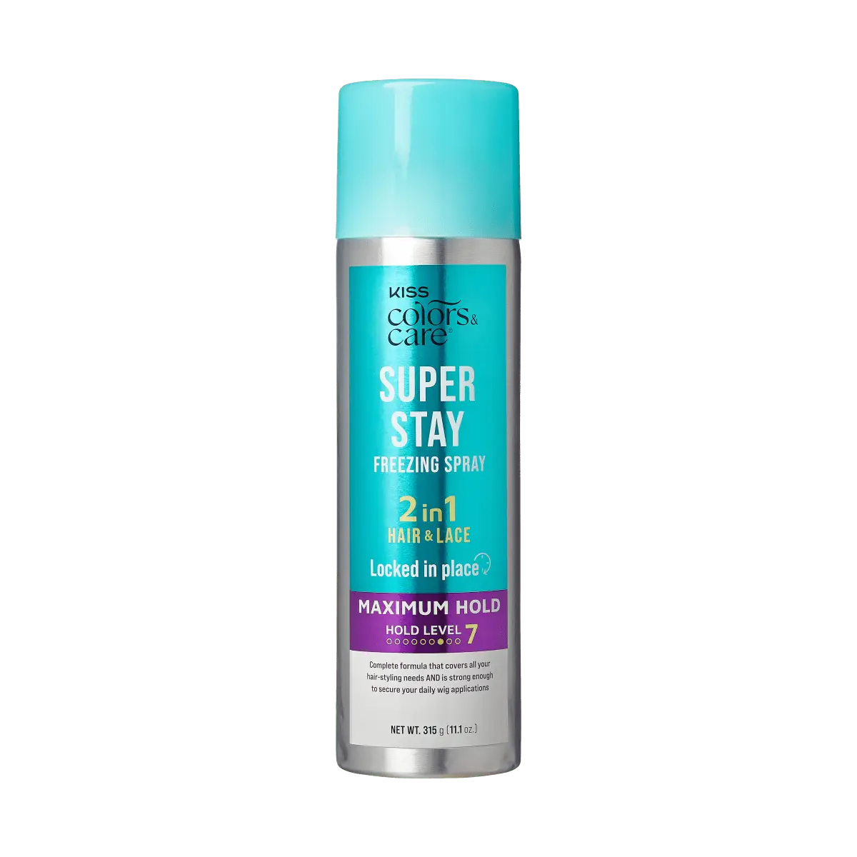 KISS Colors & Care Super Stay Freezing Spray - Maximum Hold, 11.1oz. - Daily Hair Styling, Safe on Skin & Hair, Easy Wash Out, Humidity & Sweat Proof