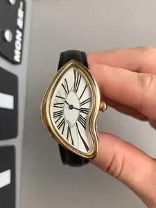 Creative Irregular Shape Watch, Vintage Y2K Design with Modern Twist, Quartz Movement, Alloy Case and Mineral Glass, Unique Fashion Accessory, Distinctive Statement Piece