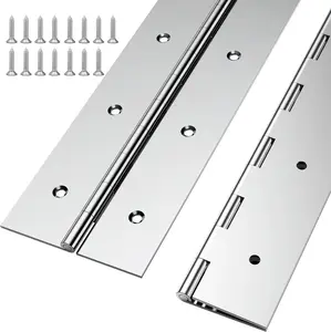 2Pcs Heavy Duty Piano Hinge 48'' x 3'' Open Width, 0.060'' Leaf Thickness Stainless Steel Continuous & Piano Hinge for Folding Furniture, Cabinet, Storage, Heavier Doors and Lids (Silver)