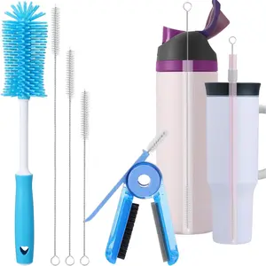 5 Pcs Water Bottle Cleaner Brush Set for Owala 24oz/32oz/40oz Cup,Multifunctional Bottle Brush and Long Straw Cleaner Brush,Cleaning Kit for Owala/Stanley/Yeti Tumbler Cup Accessories