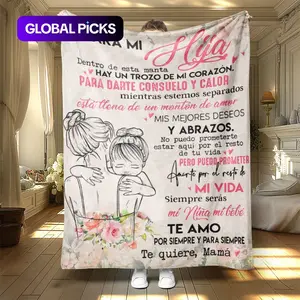 Modern Letter-Print Thickened Flannel Blanket with Classic Floral Pattern, Warm & Cozy Nap Throw for Bed and Sofa, Stylish Decorative Giftable Blankets for Home & Office, Soft & Cozy Chic Blanket, Personalized Flannel Blanket #GLOBAL PICKS