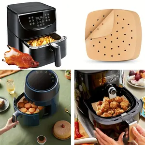Air Fryer Liners, 8.5 Inch Parchment Paper Liners, Square Air Fryer Disposable Paper Liner, Perforated Parchment Paper Sheets For Baking, Parchment Paper For Air Fryer And Bamboo Steaming Basket, Kitchen Gadgets, Kitchen Accessories