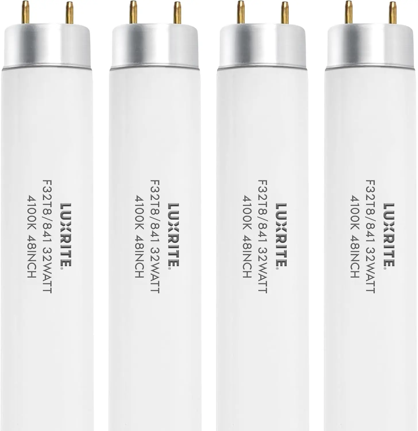 F32T8/841 T8 Fluorescent Tube Light Bulb (1" Diameter), 32W, 48 Inch, 4100K Cool White, 2800 Lumens, G13 Bi-Pin Base, (T8 Only, Not Compatible with T12 or LED Fixtures) - LR20732, 4-Pack