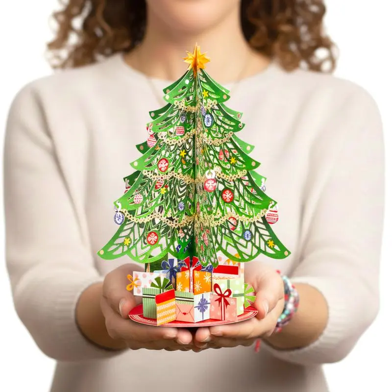 Paper Love Christmas Card, Christmas Tree Pop up Card with Removable Keepsake Gift, Handcrafted 3D Holiday Greeting Card Unique Christmas Card Gift & Holiday Decoration 10"X7" W/Envelope & Note Tag