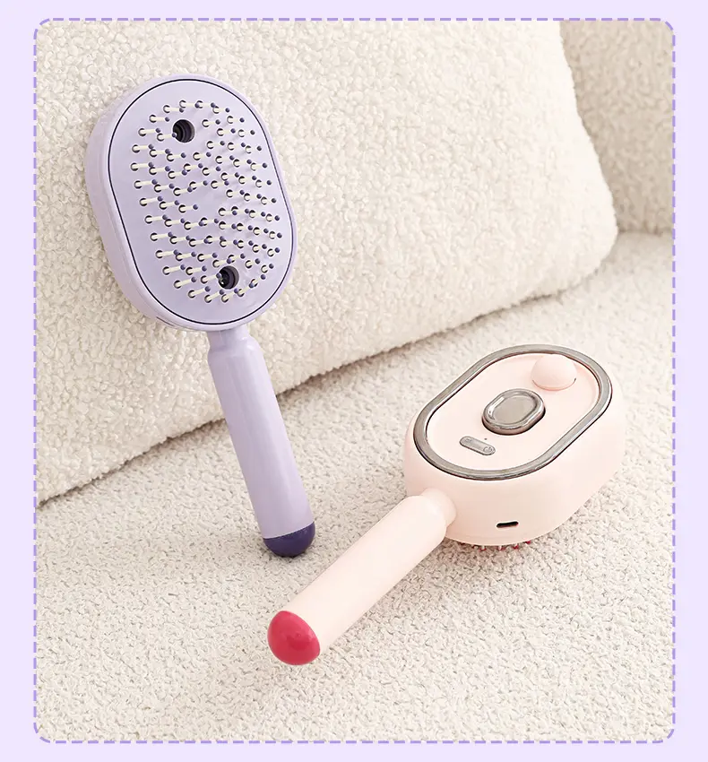Rechargeable Hair Steam Brush with Water Spray Mist, Anti-Static Detangling Comb for Women, Smooth Frizzy Hair & Enhance Softness, Air Cushion Styling Brush