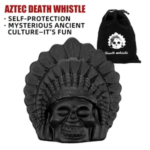 [Crazy Discounts] POGOLAB Real Screaming Aztec Death Whistle Loudest Authentic Human Sounding Screams 135+ Decibels Loud, Collectible, Aztec Design, Self defense Easy to Blow & Scare Zombie Bird Mysterious Skull Lion Man Coloful Native American Toy Gift
