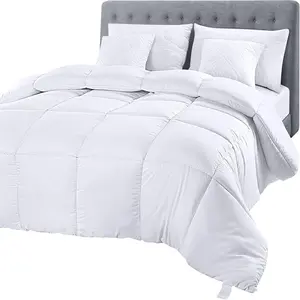 Comforter Duvet Insert, Quilted Comforter with Corner Tabs, Box Stitched Down Alternative Comforters Twin Size (White)