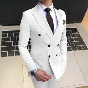 Men's New England-Style Slim-Fit 2-Piece Double-Breasted Suit (Formal Wear for Wedding, Prom & Party)