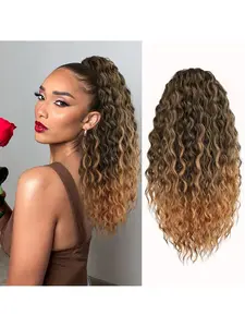 Wave Curl Synthetic Fiber Drawstring Ponytail Extension, Afro Puff Curly Style, Heat Resistant, Perfect for Daily Wear, Women's Hairpiece