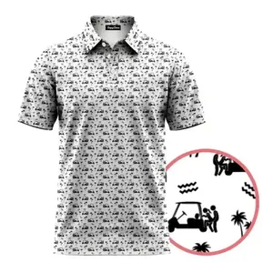 Caddie Doggy Print Golf Polo Shirt for Men – Funny Dog Golf Polo Casual Summer Outfit