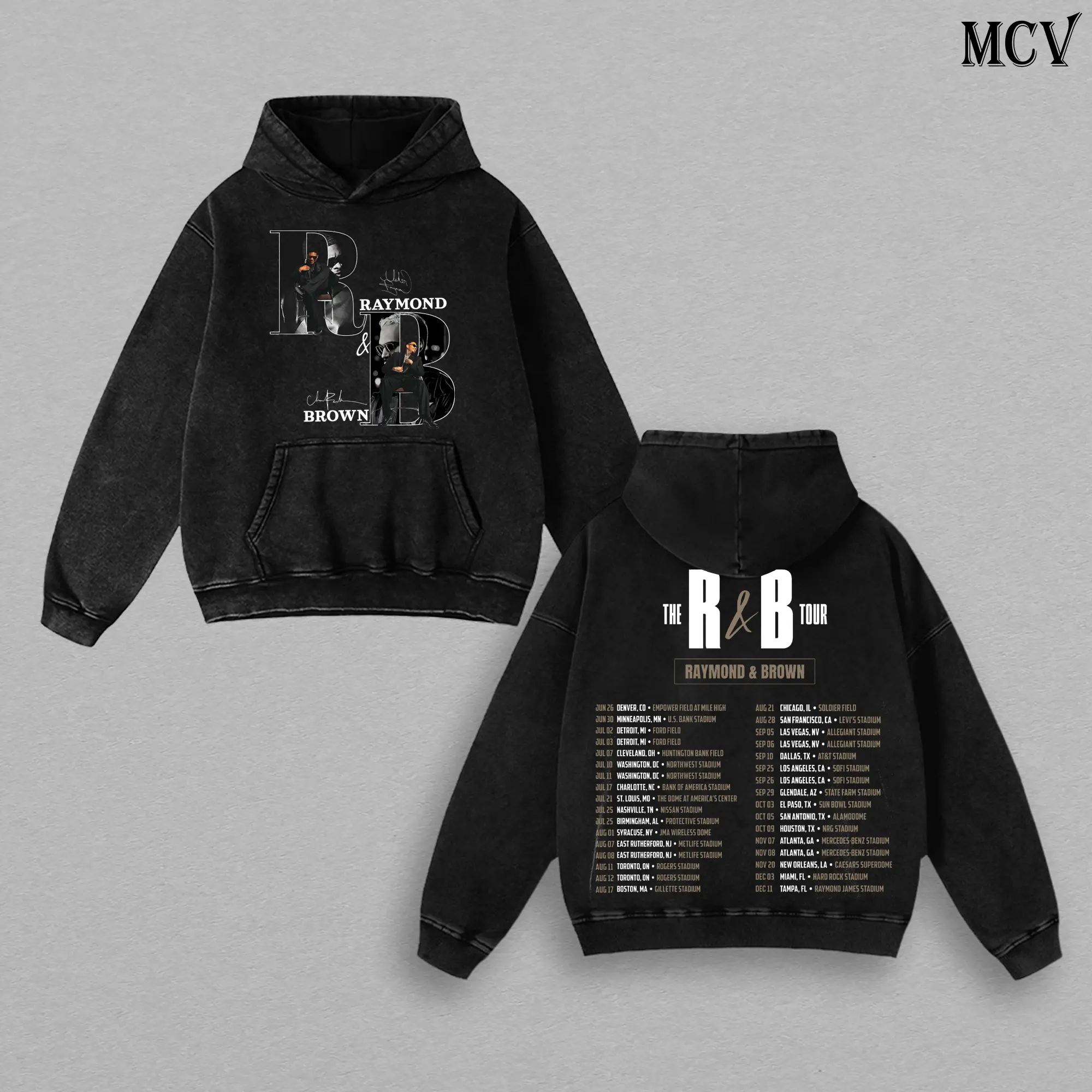 Raymond & Brown Raymond & Brown The R&B Tour 2026 Washed T-Shirt, Heavyweight Washed Hoodie, Sweatshirt Vintage Soul Music Graphic Tee Oversized Fan Apparel