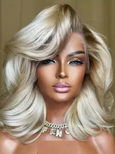 Women's Wavy Hair Wig, Soft Gradient Highlighted Blonde Color, Lace Front Design, Pre-Trimmed Baby Hairs, Daily Wear Suitable