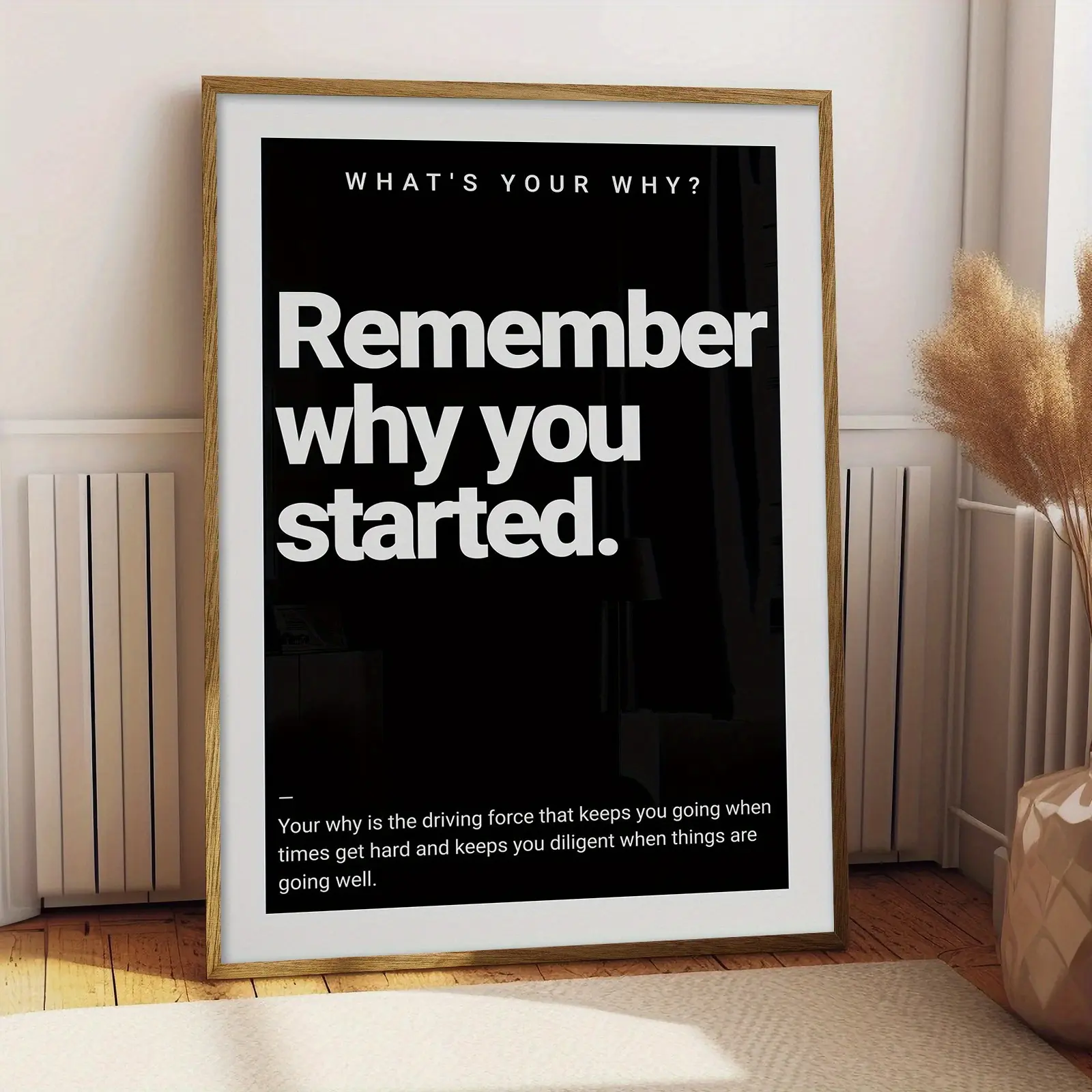 "Remember Why You Started" Industrial Artistic Motivational Canvas Poster - Black & White Quote Print, Unframed Wall Art, Home Decor Gift for Entrepreneurs, Office Supplies