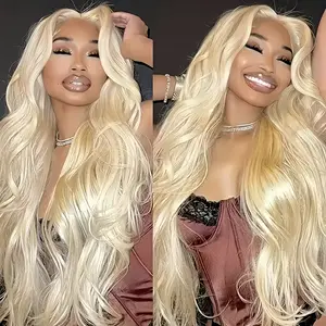 Urody 613 Honey Blonde 13X4 Body Wave HD Lace Frontal Wig Pre Plucked Highlight Wigs Human Hair Can be Dyed & Restyle