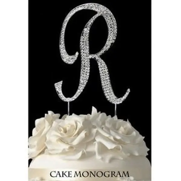De Yi Enterprise Monogram Cake Toppers - Silver Rhinestone - R