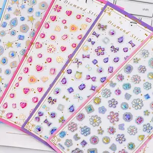 4 Pcs Mixed Starlight Diamond Glue Stickers, DIY Handmade Decorative Sticker Set, Stars & Small Flowers Cellphone Phone Stationery Stickers