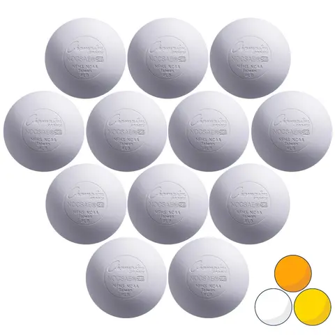 Champion Sports 12 White Molded Rubber Lacrosse Balls - NOCSAE-Standard, SEI-Certified, NCAA/NFHS-Approved, Game-Ready for Practices, Games, with Improved Feel and Accuracy