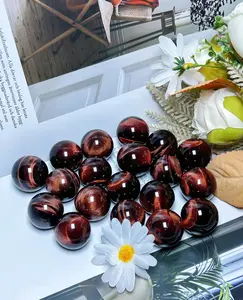 25mm Natural Red Tiger/Ox/Bull/Dragon' Eye Quartz Crystal Sphere Healing Ball Chakra
