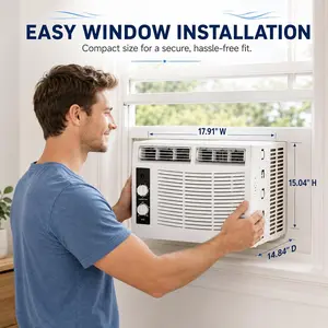 5000 BTU Window Air Conditioner for Small Rooms Up to 150 Sq. ft., Mechanical Control AC Unit with 2 Cooling Modes, Reusable Filter, and Easy Installation Kit, Quiet Operation for Bedrooms