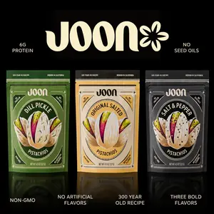 Joon Pistachios Sample Pack (3-Pack) – Gourmet Pistachios, Original Salted, Salt & Pepper & Dill Pickle | Protein Snack, No Seed Oils, No Artificial Flavors
