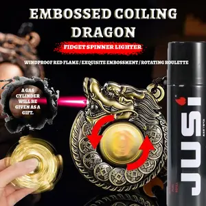 Dragon Spinner Windproof Lighter  | Refillable & Portable | Free Gas Cylinder | Great Gift Idea