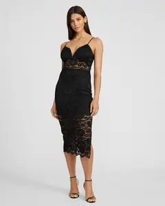 Express Lace Sweetheart Midi Sheath Dress