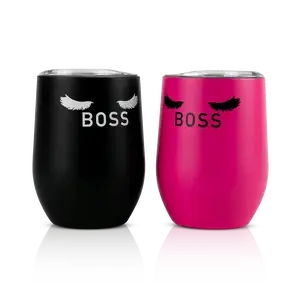 PLA Lash Boss Insulated Wine Tumbler with Lid | 10oz | Pink or Black