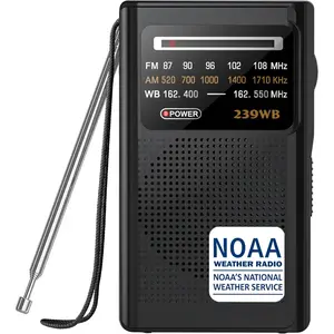 NOAA Weather Radio, Stereo Earphone Jack,AM/FM Battery Operated Transistor Portable Radio with Best Reception,Powered by 2 AA Battery for Emergency,Hurricane,Running, Walking,Home(Black)