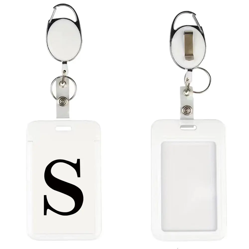 Retractable Badge Holder, Portable ID Card Reel with Initial Name, Adjustable Nylon Cord & metallic Spring Clip, Nursing Badge Reel, Badge Reels Retractable for Nurses & Teachers
