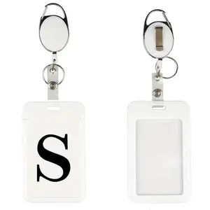 Retractable Badge Holder, Portable ID Card Reel with Initial Name, Adjustable Nylon Cord & metallic Spring Clip, Badge Reels Retractable for Nurses & Teachers