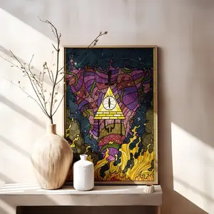 [No Frame] Bill Cipher Weirdmageddon Poster Gravity Falls Retro Wall Art