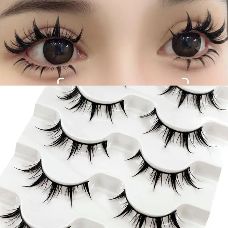 5 Pairs Comic Book, Volume False Eyelashes, Volumized False Eyelashes Cluster, Female Natural Eyelashes, Eyelash Extension, Eyelashes With Makeup
