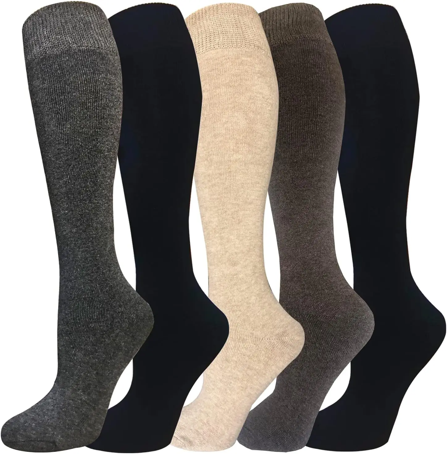4Pairs Random Colors Warm Knee High Socks for Women-Thermal Cotton Socks for Hiking,Work,Winter,Gifts Long Tube Socks, Soft Warm Thigh High Socks for Women, Cozy Winter Fashion Socks