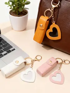 Portable Mini Lipstick Case with Heart-Shaped Mirror, Travel Makeup Bag, Stores Lipsticks, Cards, Earplugs, Ideal Gift Choice, Makeup Storage Bag