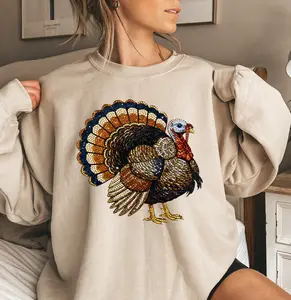 Faux Rhinestone Turkey Sweatshirt – Sparkly Thanksgiving Crewneck, Cute Holiday Gift for Women