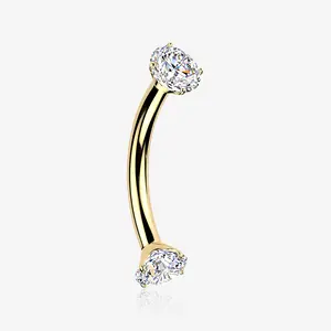Pure24K Implant Grade Titanium Moissanite Sparkle Internally Threaded Curved Barbell