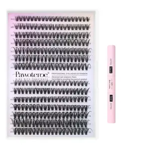 Pawotence Lash Extension Kit DIY 280pcs Lash Clusters Eyelash Extension Kit, 9-16mm Mix 30D 40D Curl Individual Lashes Kit with Lash Bond and Seal Lash Tweezers for Self Use(30D&40D-0.07D-9-16MIX KIT)