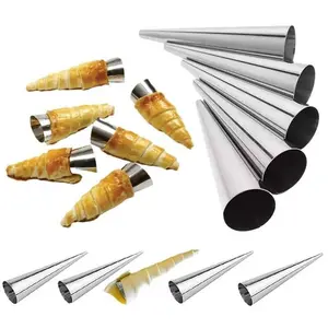 6/12/24pcs Conical Tubes Cream Molds Bread Moulds Stainless Steel  Croissants Cone Horn Spiral Roll Pastry Cake Baking Tool ZXH