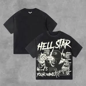 Batman Who Laughs Hell Star Oversized Graphic T-Shirt Acid Wash Vintage Streetwear Heavyweight 100% Cotton Tee Edgy Punk Goth Aesthetic Dark Hero Design Premium Print Durable Comfort Apparel Gift