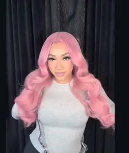 Phyoung Hair Glueless Pre Plucked Light Pink Lace Front Wig 22 Inches Long Curly Heat Resistant Synthetic Fiber for Women Natural Lace Front Adjustable Fit 280°C Safe Styling
