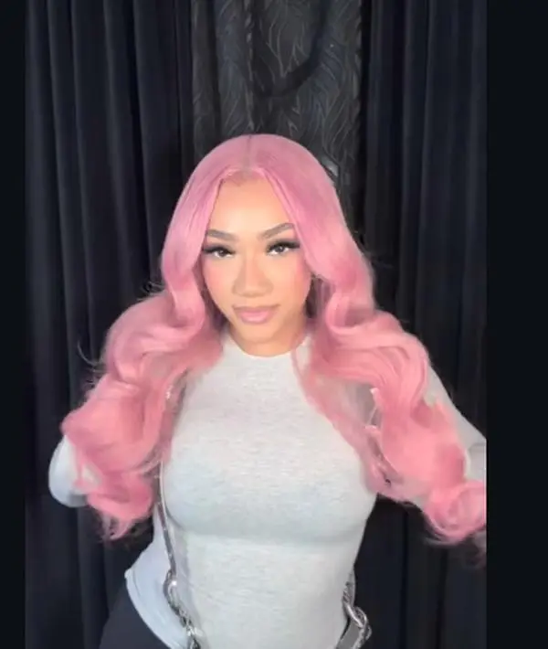 Light Pink Lace Front Wig for Women, 28 Inch Long Curly Style, Glueless Heat Resistant Synthetic Fiber with a Pre-Plucked Natural Hairline, Glueless Frontal Wig, Pink Wig
