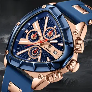 V-082 Men's Fashion Business-Sports Watch - Trendy Triangle-Design High-Value Silicone Strap, Waterproof Open Dial, Roulette Wheel Quartz Casual Outdoor Accessory