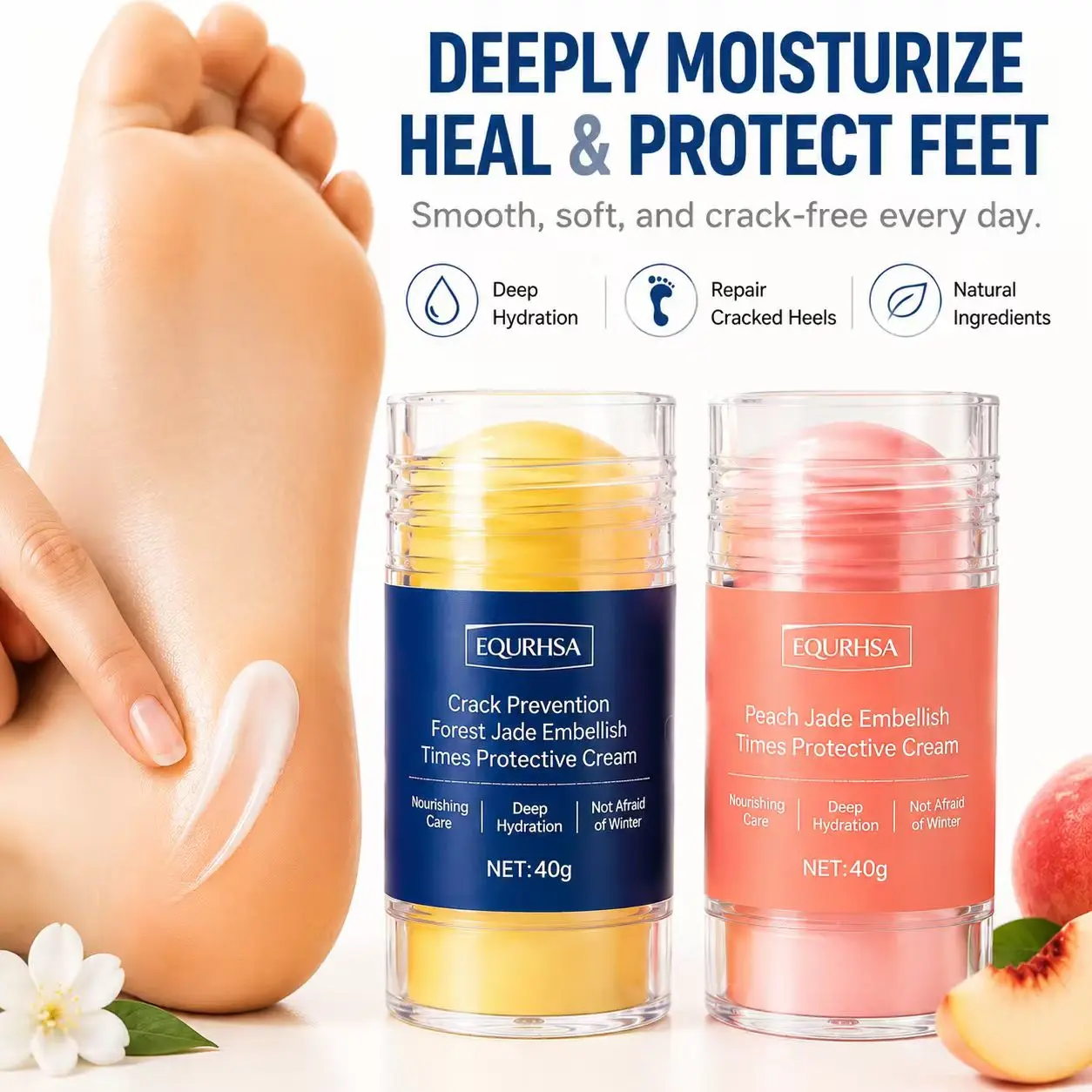 Buy 1, Get 1 FREE! Foot Care Cream for Dry & Cracked Feet — Deep Hydration, Heel Repair, Dead Skin Removal, Softening & Nourishing Moisturizer with Sanitizing & Anti-Crack Care Ceramide Peptide Hand itchy