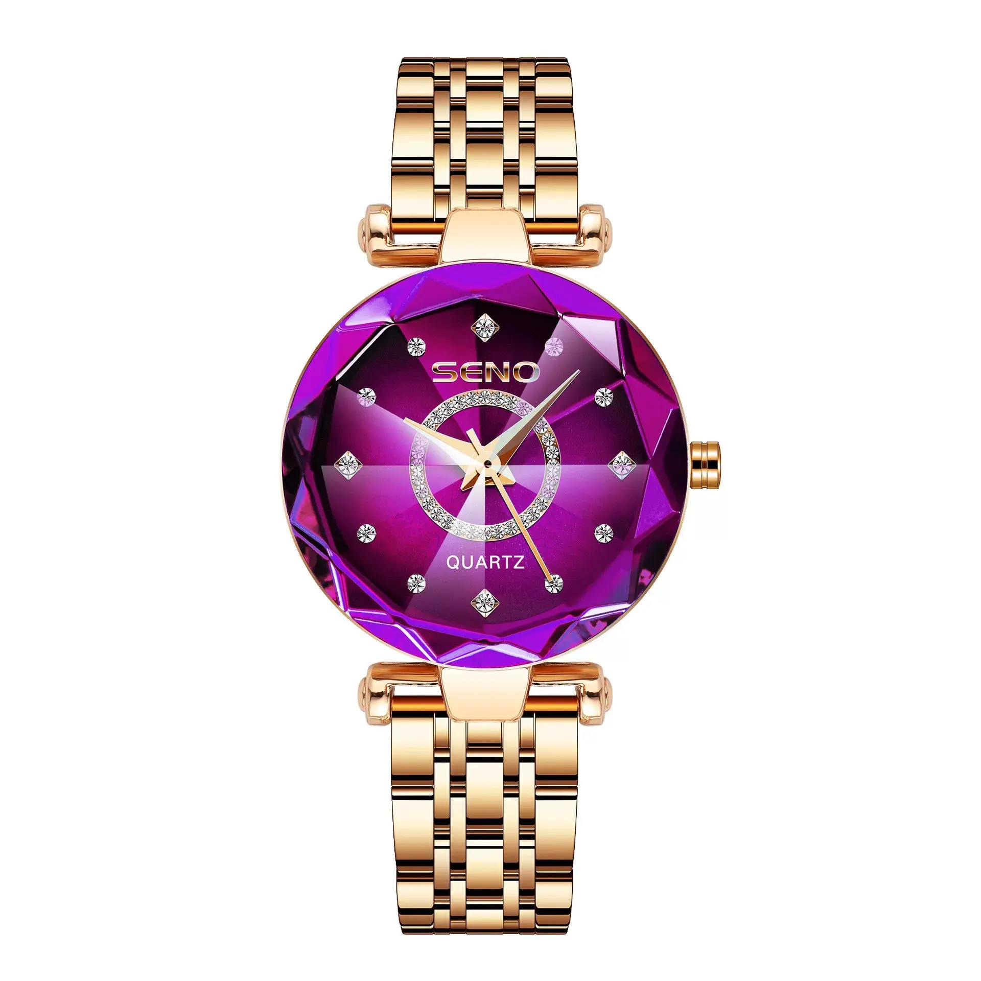 Exquisite Women's Watch with Four-Leaf Clover Diamond Dial Water-Resistant Scratch-Resistant Adjustable Strap Fashionable Design