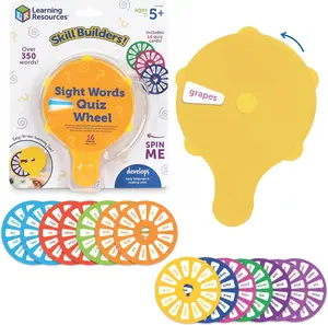 Learning Resources Skill Builders Letter Multiplication Sight Words Quiz Wheel for Kids 5+ with 14 Quiz Cards and Built-In Storage
