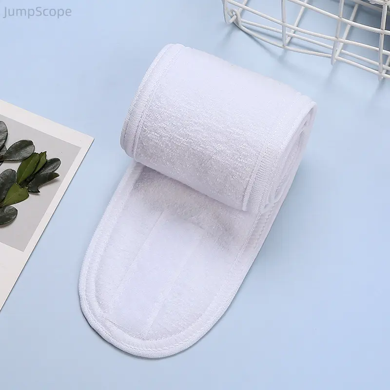 Women's Soft Terry Cloth Spa Headband, Adjustable Facial Wrap with Velcro Closure, Absorbent Makeup Aid for Skincare, One Size