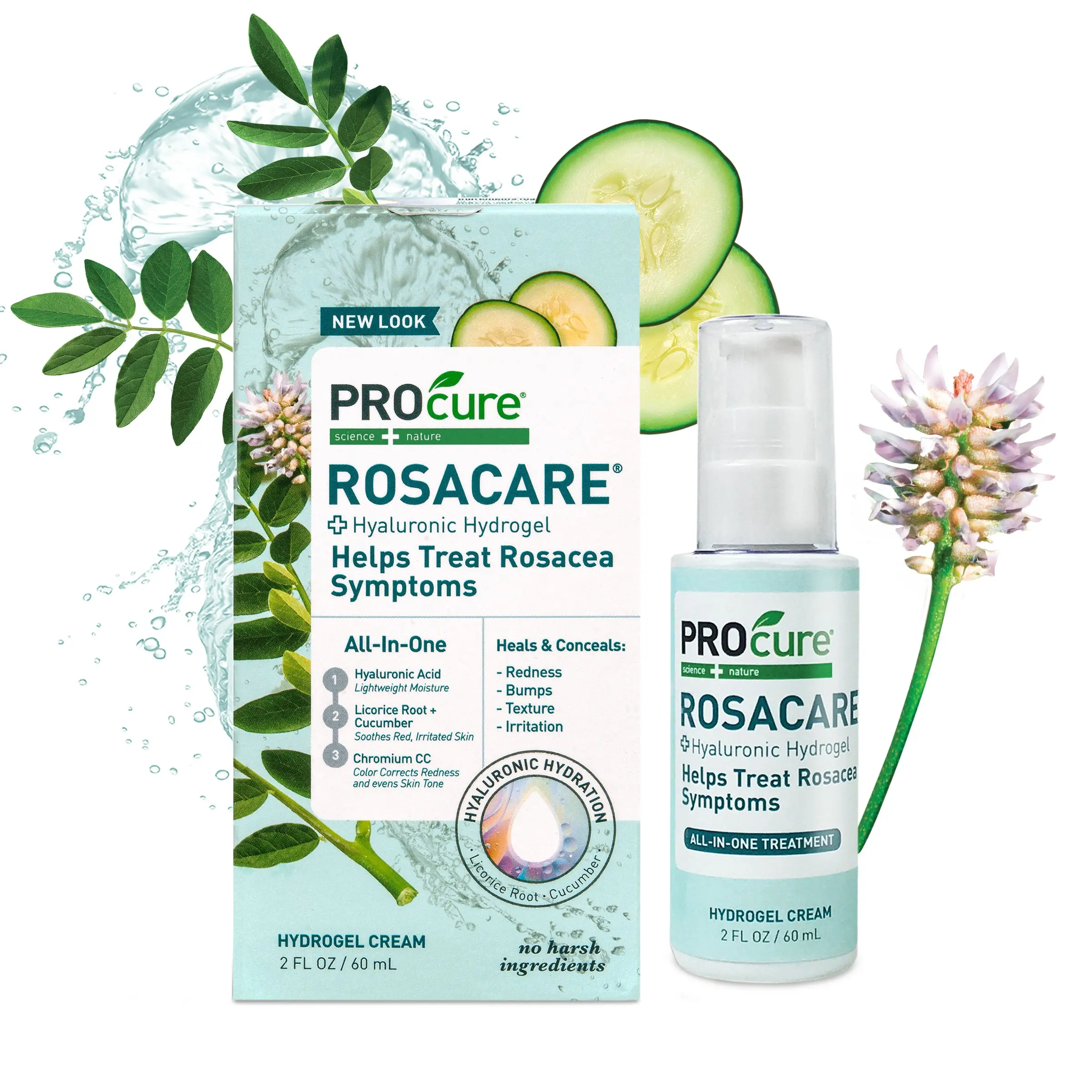 PROCURE Rosacare Medicated CC Face Cream 2 Ounce - Hyaluronic Acid & Licorice Root Extract for Redness Relief & Even Skin Tone