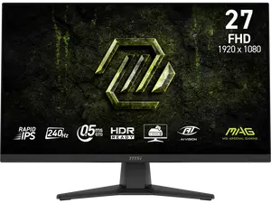 MSI MAG 272F X24 27" FHD Gaming Monitor 1920x1080 240Hz 0.5ms HDR Ready FreeSync Premium Rapid IPS Anti-Glare HDMI 2.0b DisplayPort Height Adjustable VESA Mount