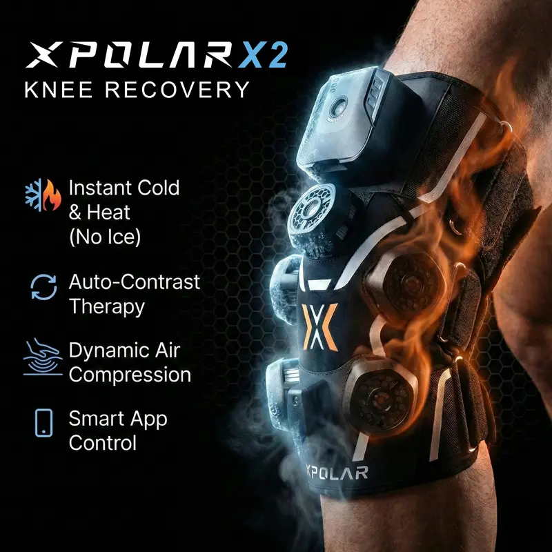 XPOLAR X2 Smart Knee Recovery Massager | Instant Ice, Heat & Contrast Therapy with Air Compression | for ACL, Osteoarthritis & Sports Recovery | App-Controlled & AI-Customized Plans